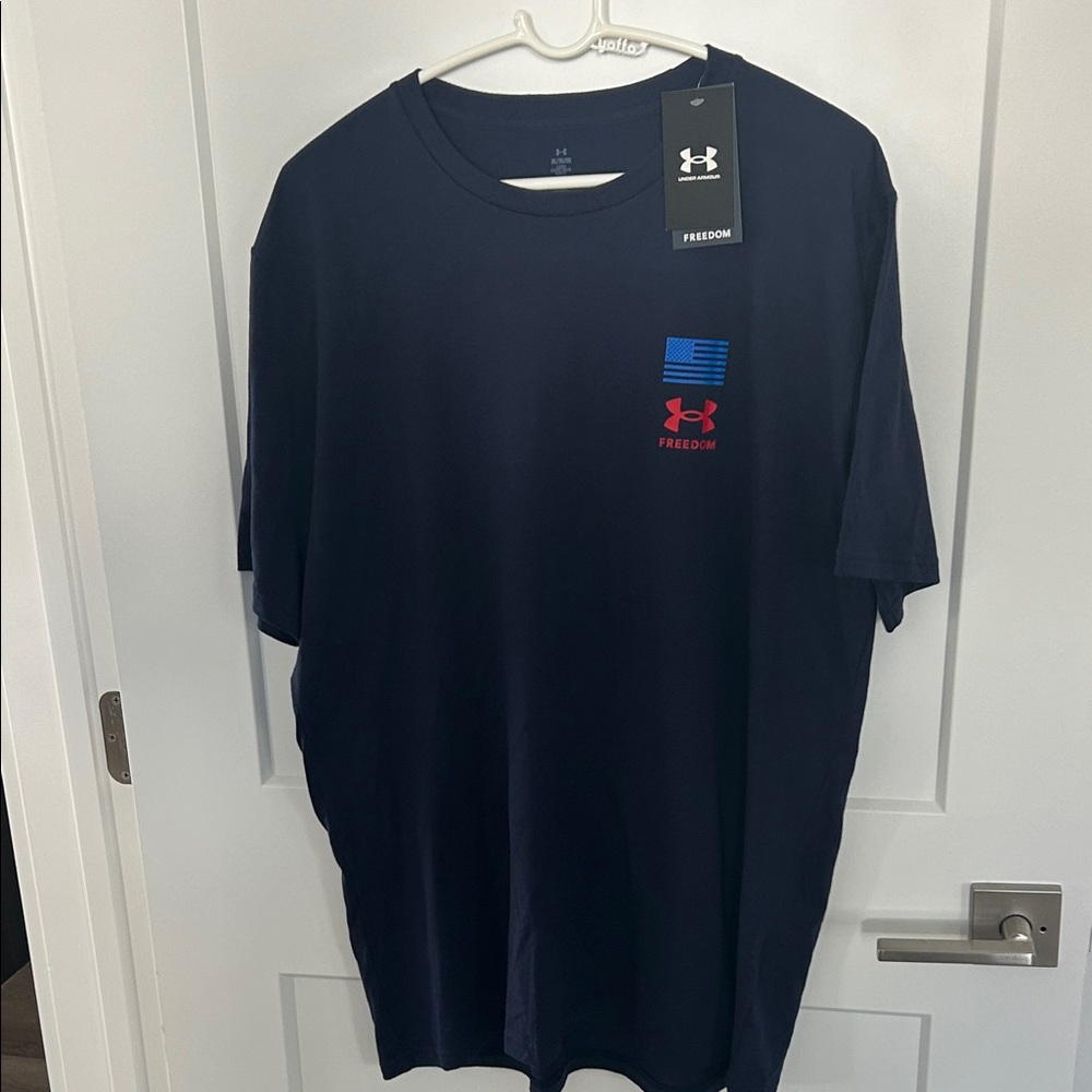 Under Armour Men’s Freedom Logo Tee - Dark Navy with Red/Blue Accents